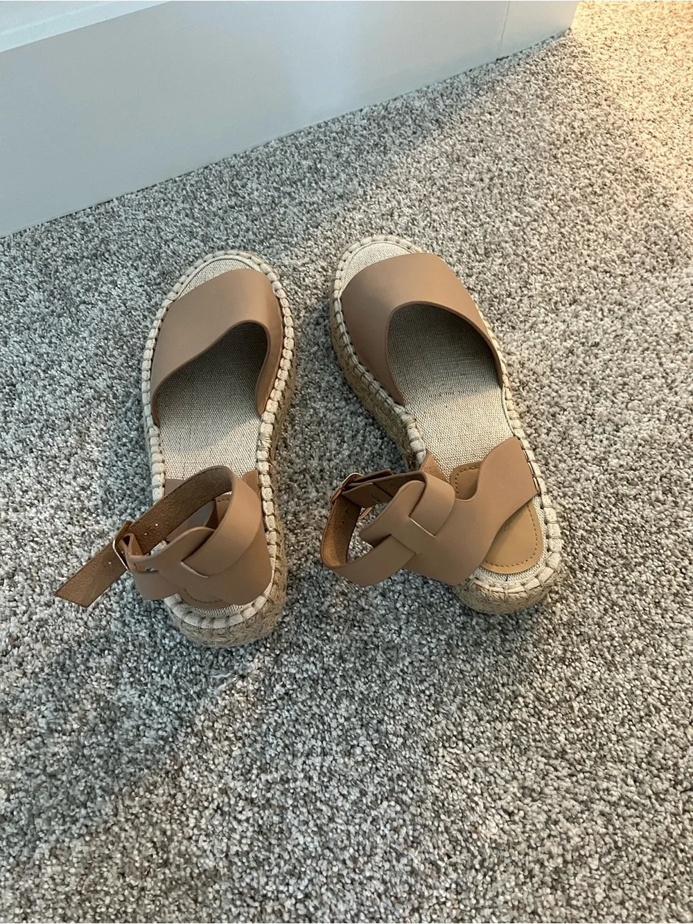 H&M Brown-Beige Platform Espadrille Sandals